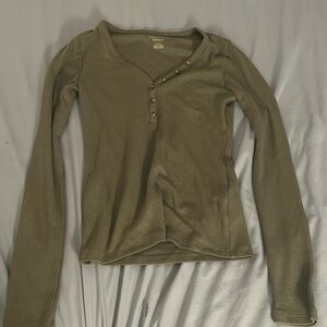 Army Green Long Sleeve 1/4 Button Down